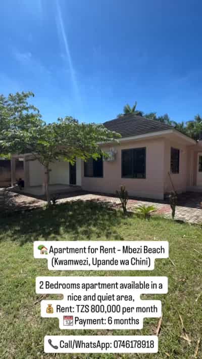 Apartment ya vyumba viwili inapangishwa Mbezi Beach, Dar Es Salaam