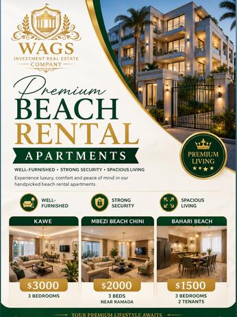 Apartment (Furnished) ya vyumba vitatu inapangishwa Kawe, Dar Es Salaam