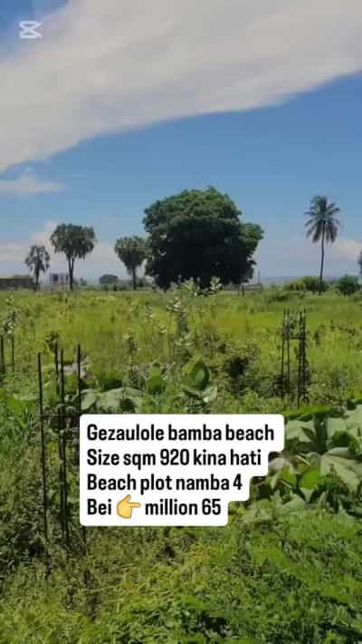 Kiwanja kinauzwa Kigamboni Gezaulole Bamba Beach, Dar Es Salaam (920 sqm)