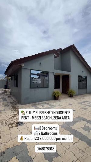 Nyumba (Furnished) ya vyumba vitatu inapangishwa Mbezi Beach, Zena, Dar Es Salaam