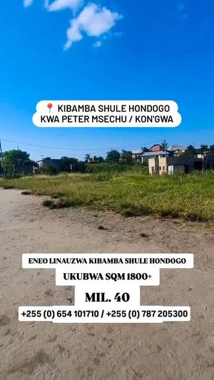 Residential Plot for Sale in Kibamba Shule Hondogo, Dar Es Salaam (1800 sqm) Residential Plot for Sale in Kibamba Shule Hondogo, Dar Es Salaam (1800 sqm)
