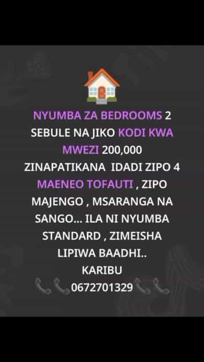 Nyumba ya vyumba viwili inapangishwa Moshi mjini, Kilimanjaro