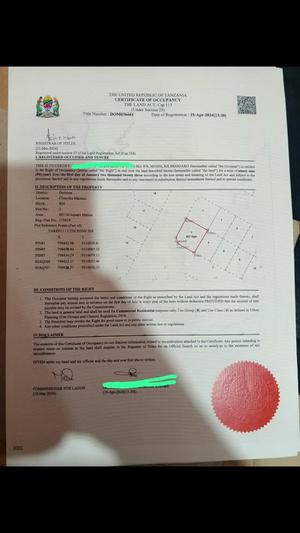 Plot for sale in Mkonze, Dodoma sqm 807