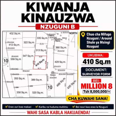Kiwanja kinauzwa Nzuguni, Dodoma (410 sqm)