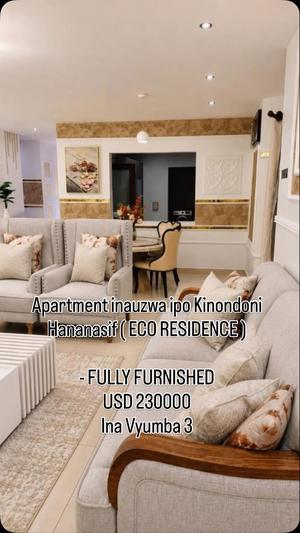 Apartment (Furnished) ya vyumba vitatu inauzwa Kinondoni Hananasif, Dar Es Salaam
