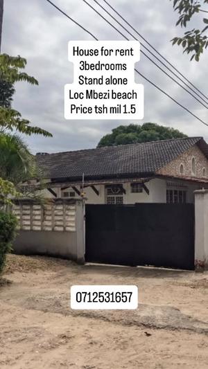 3 Bedrooms House for Rent in Mbezi Beach, Dar Es Salaam