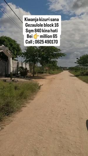 Kiwanja kinauzwa Gezaulole, Dar Es Salaam sqm 840