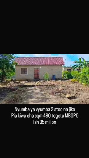 Nyumba ya vyumba viwili inauzwa Tegeta Mbopo, Dar Es Salaam (480 sqm)