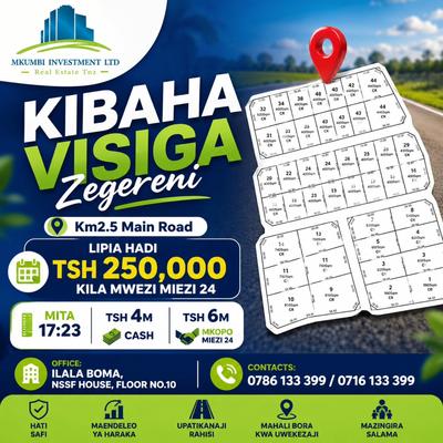 Kiwanja kinauzwa Kibaha Visiga Zegereni, Pwani