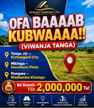 Residential Plots for Sale in Tanga Jiji, Mkinga, Pongwe Residential Plots for Sale in Tanga Jiji, Mkinga, Pongwe