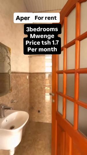 Apartment (Furnished) ya vyumba vitatu inapangishwa Mwenge, Dar Es Salaam