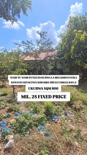 Plot for sale in Kibamba Shule, Dar Es Salaam sqm 800 Plot for sale in Kibamba Shule, Dar Es Salaam sqm 800