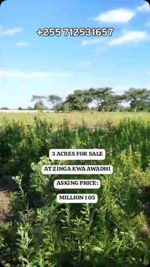 Farm for Sale in Zinga Kwa Awadhi, Pwani (3 acre) Farm for Sale in Zinga Kwa Awadhi, Pwani (3 acre)