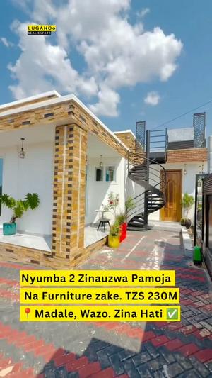 Nyumba (Furnished) ya vyumba viwili inauzwa Madale Wazo Msigani, Dar Es Salaam (400 sqm)