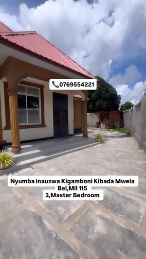Nyumba ya vyumba vitatu inauzwa Kibada Mwela, Dar Es Salaam (800 sqm)