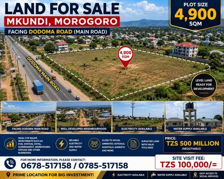 Kiwanja (Commercial Plot) kinauzwa Mkundi, Morogoro (4900 sqm) Kiwanja (Commercial Plot) kinauzwa Mkundi, Morogoro (4900 sqm)