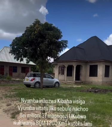 Nyumba ya vyumba vitatu inauzwa Kibaha Visiga, Pwani (1200 sqm)
