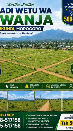 Viwanja vinauzwa Mkundi Ufufuo Na Uzima, Morogoro sqm 500 Viwanja vinauzwa Mkundi Ufufuo Na Uzima, Morogoro sqm 500