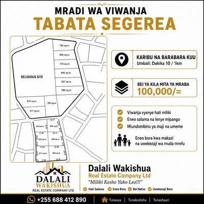 Residential Plots for Sale in Tabata Segerea, Dar Es Salaam (511 sqm)