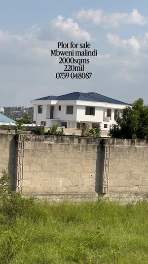 Kiwanja kinauzwa Mbweni Malindi, Dar Es Salaam sqm 2000 Kiwanja kinauzwa Mbweni Malindi, Dar Es Salaam sqm 2000