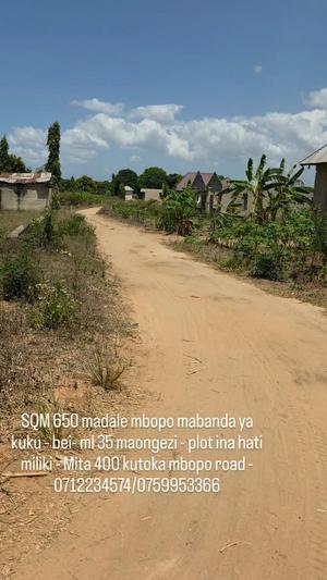 Shamba linauzwa Madale Mbopo, Dar Es Salaam (650 sqm) Shamba linauzwa Madale Mbopo, Dar Es Salaam (650 sqm)