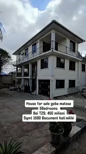 Nyumba ya vyumba vitano inauzwa Goba Matosa, Dar Es Salaam (1500 sqm)