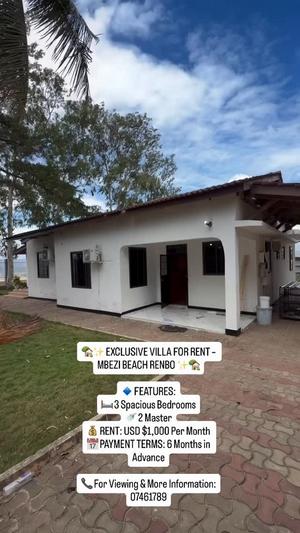3 Bedrooms Villa for Rent in Mbezi Beach Renbo, Dar Es Salaam