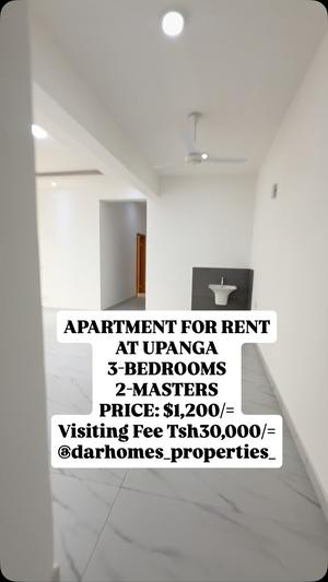 Apartment ya vyumba vitatu inapangishwa Upanga, Dar Es Salaam