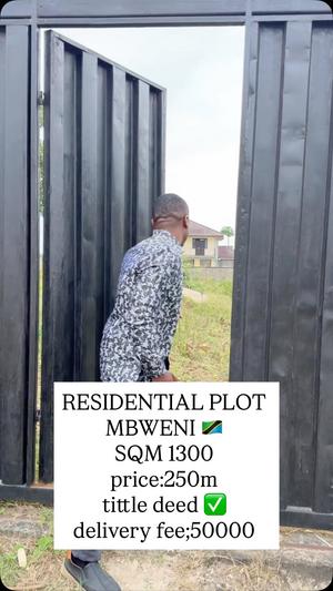 Residential Plot for Sale in Mbweni, Dar Es Salaam (1300 sqm) Residential Plot for Sale in Mbweni, Dar Es Salaam (1300 sqm)