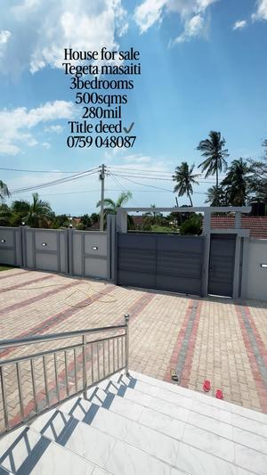 Nyumba ya vyumba vitatu inauzwa Tegeta Masaiti, Dar Es Salaam (500 sqm)