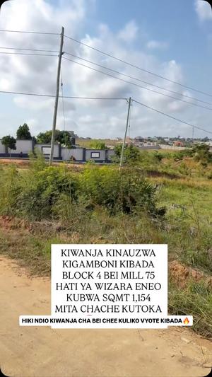 Kiwanja kinauzwa Kibada Block 4, Kigamboni, Dar Es Salaam (154 sqm)