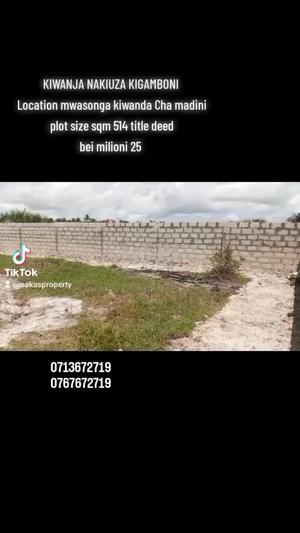 Kiwanja kinauzwa Mwasonga, Dar Es Salaam sqm 514