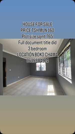 Nyumba ya vyumba vitatu inauzwa Boko Chama, Dar Es Salaam Nyumba ya vyumba vitatu inauzwa Boko Chama, Dar Es Salaam
