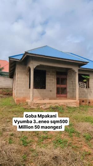 Nyumba ya vyumba vitatu inauzwa Goba, Dar Es Salaam (500 sqm)