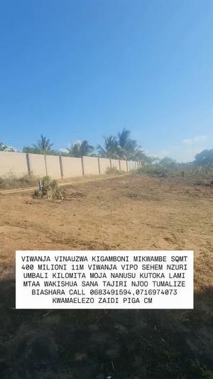 Residential Plot for Sale in Kigamboni Mikwamabe, Dar Es Salaam (400 sqm)