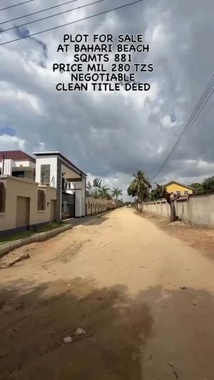 Plot for sale in Bahari Beach, Dar Es Salaam sqm 881 Plot for sale in Bahari Beach, Dar Es Salaam sqm 881