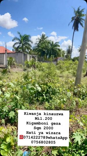Kiwanja kinauzwa Kigamboni Geza, Dar Es Salaam sqm 2000 Kiwanja kinauzwa Kigamboni Geza, Dar Es Salaam sqm 2000
