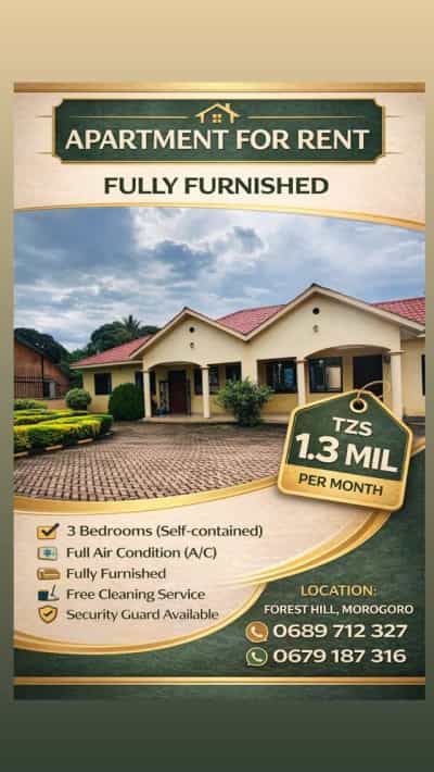 3 Bedrooms Furnished House/Apartment for Rent in Forest, Mbeya
