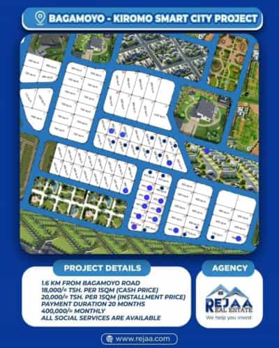 Viwanja vinauzwa Bagamoyo Kiromo Smart City, Pwani (450 sqm)