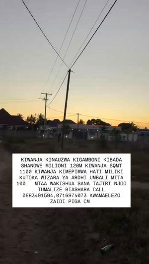 Plot for sale in Kigamboni Kibada Shangwe, Dar Es Salaam sqm 1100