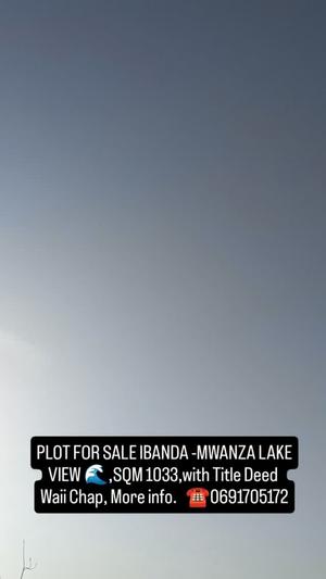 Kiwanja kinauzwa Ibanda, Mwanza (1033 sqm) Kiwanja kinauzwa Ibanda, Mwanza (1033 sqm)