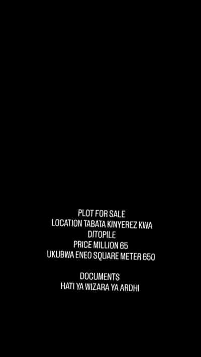 Kiwanja kinauzwa TABATA KINYEREZ KWA DITOPILE, Dar Es Salaam (650 sqm) Kiwanja kinauzwa TABATA KINYEREZ KWA DITOPILE, Dar Es Salaam (650 sqm)