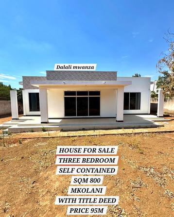 Nyumba ya vyumba vitatu inauzwa Mkolani, Mwanza (800 sqm)