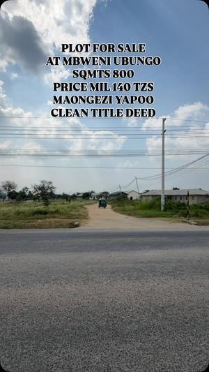 Kiwanja kinauzwa Mbweni, Dar Es Salaam sqm 800 Kiwanja kinauzwa Mbweni, Dar Es Salaam sqm 800