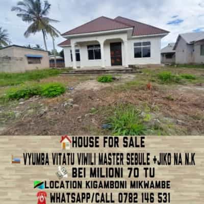 Nyumba ya vyumba vitatu inauzwa Mji Mwema, Mikwambe, Dar Es Salaam (400 sqm)