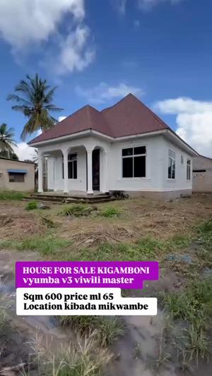 Nyumba ya vyumba vitatu inauzwa Kubada Mikwambe, Dar Es Salaam (600 sqm)