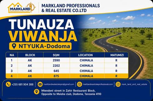 Viwanja vinauzwa Ntyuka, Chimala, Dodoma
