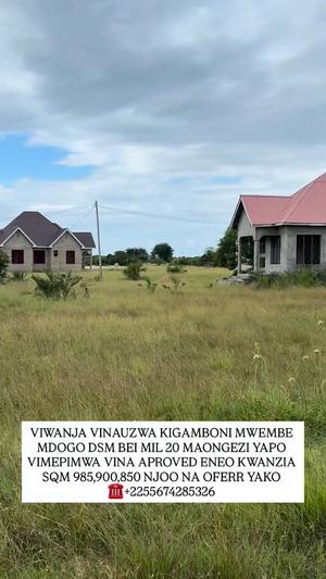 Viwanja vinauzwa Kigamboni Mwembe Mdogo, Dar Es Salaam sqm 850