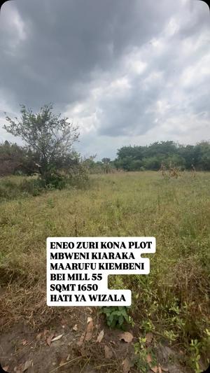 Kiwanja (Commercial Plot) kinauzwa Mbweni Kiembeni, Dar Es Salaam (1650 sqm) Kiwanja (Commercial Plot) kinauzwa Mbweni Kiembeni, Dar Es Salaam (1650 sqm)