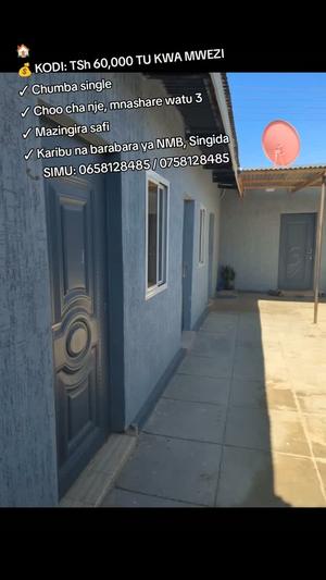 Nyumba ya chumba kimoja inapangishwa Singida